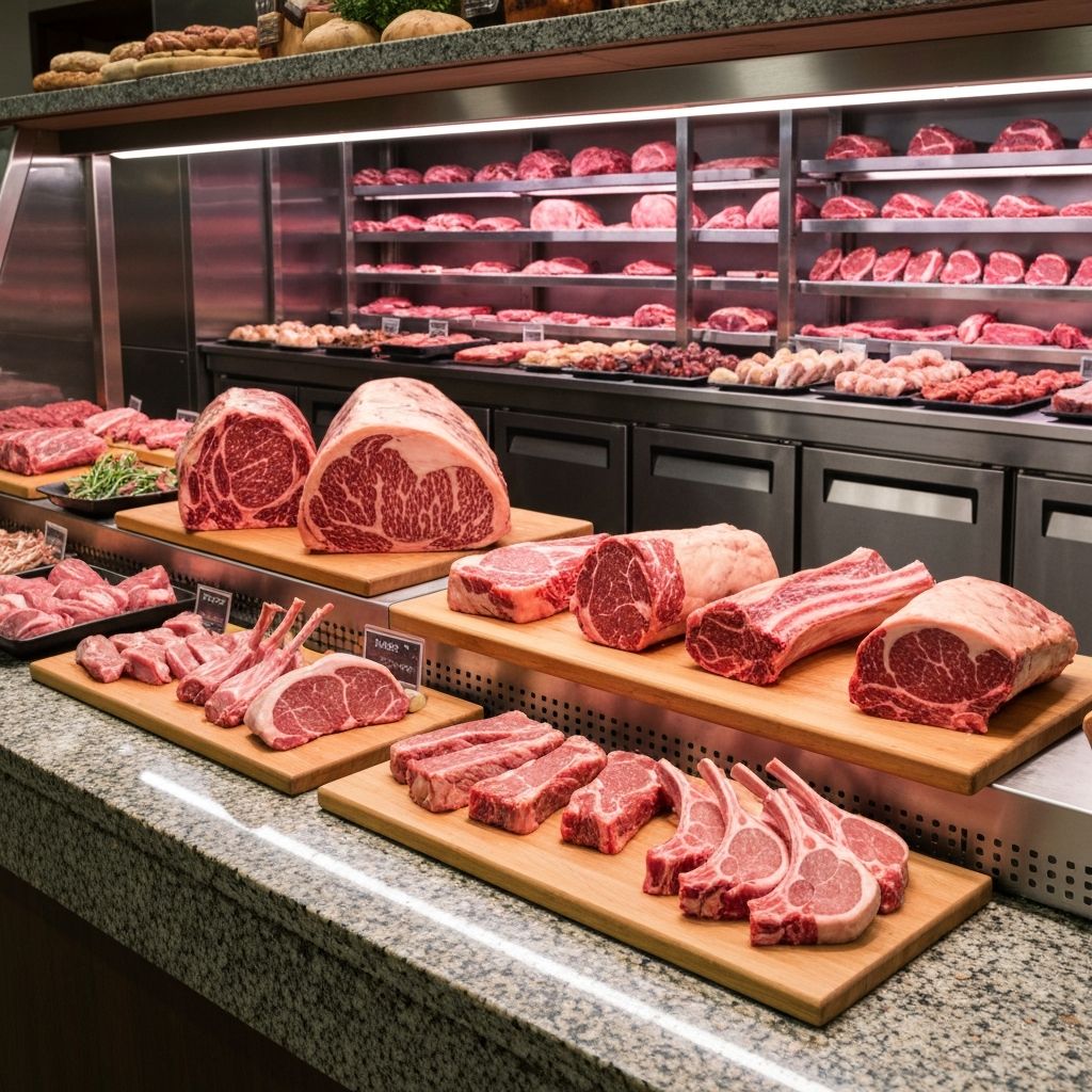 Beautiful meat and produce display